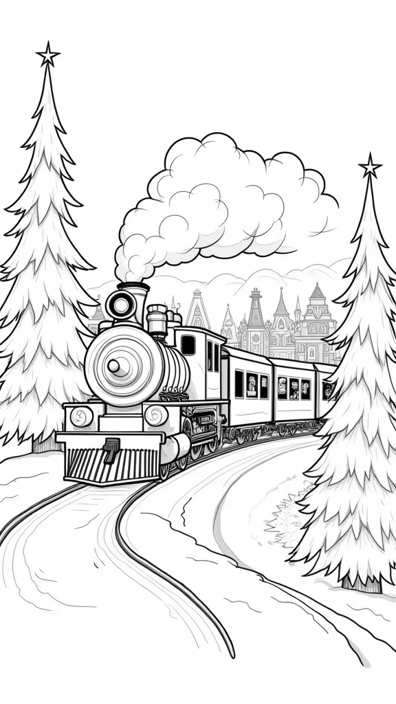 las páginas para colorear de Polar Express